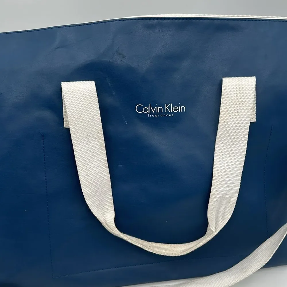 Calvin Klein Frangrances Bag Vintage Blue White Duffel Travel Weekender Gym